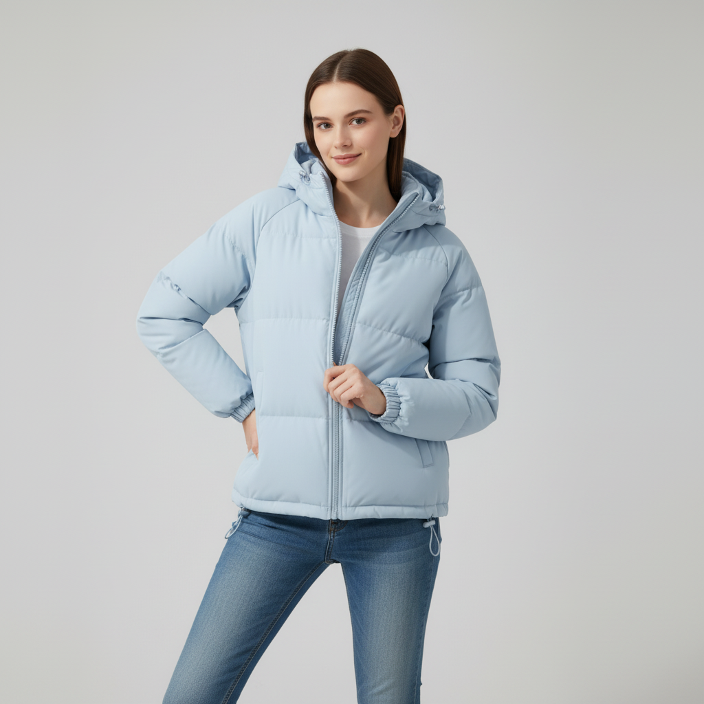 Damen Kapuzen-Steppjacke mit Frontreißverschluss - J&B - 28 - Annoboutique