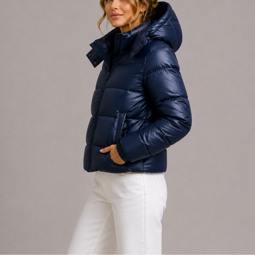 Stylische Damen Daunenjacke mit Kapuze und Reißverschluss von J&B - 1 - Annoboutique