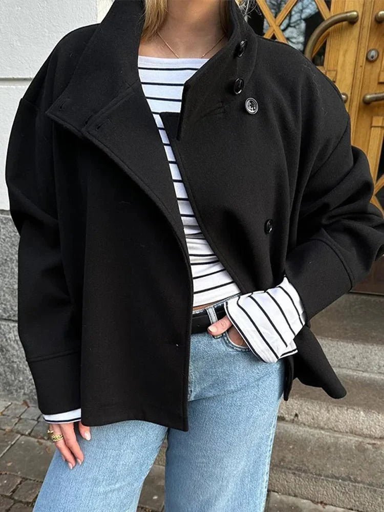 Stylische Damenjacke mit hohem Kragen und lässiger Silhouette - J&B - 12 - Annoboutique