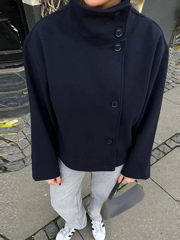 Stylische Damenjacke mit hohem Kragen und lässiger Silhouette - J&B - 13 - Annoboutique