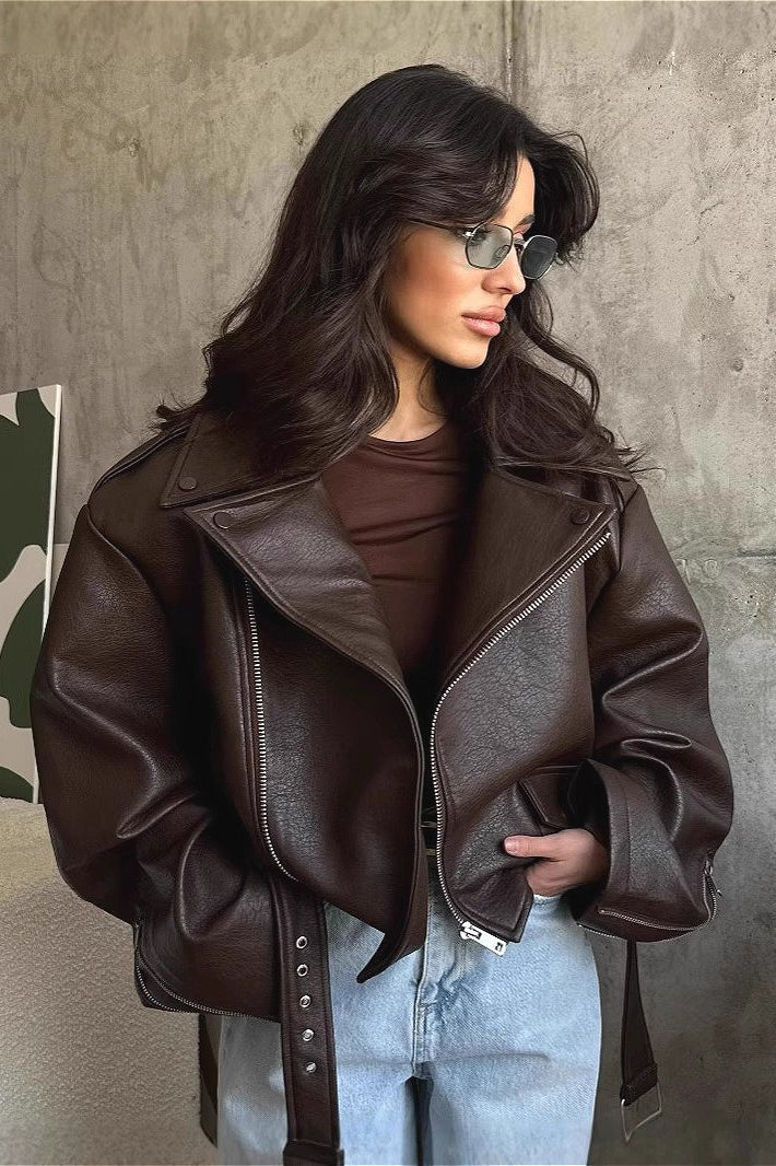 Damen Bomberjacke im Oversize-Stil mit Taillengürtel - J&B - 1 - Annoboutique