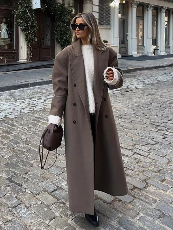 Elegante lange Jacke für Damen mit lockerem Schnitt und breitem Revers - J&B - 4 - Annoboutique