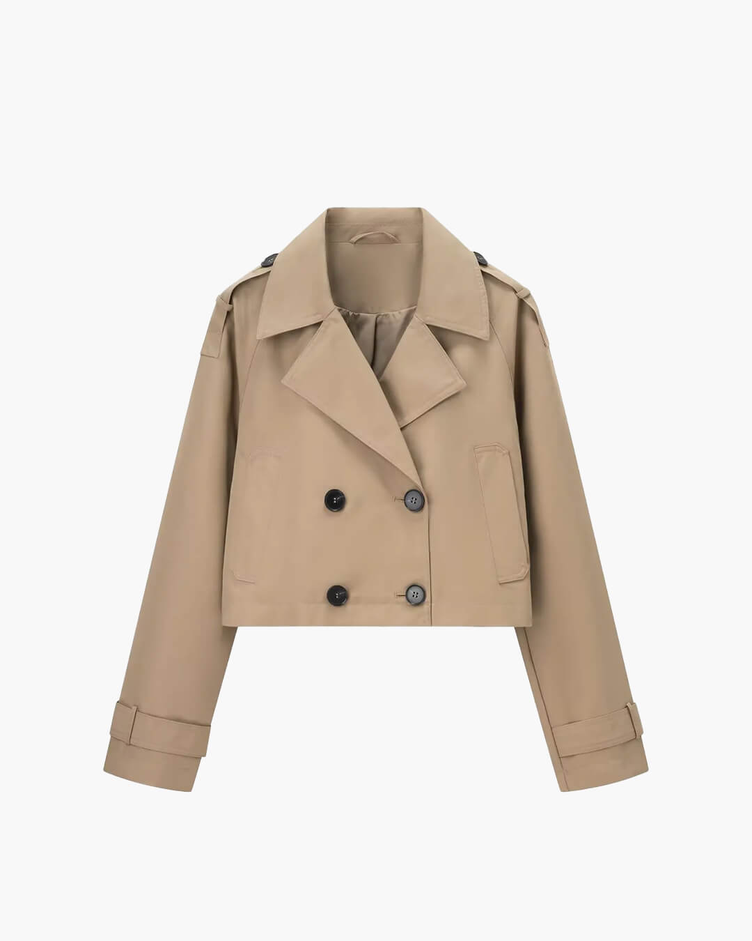 Elegante kurze Damenjacke mit Doppelknopf-Design und Taillengürtel - J&B - 1 - Annoboutique