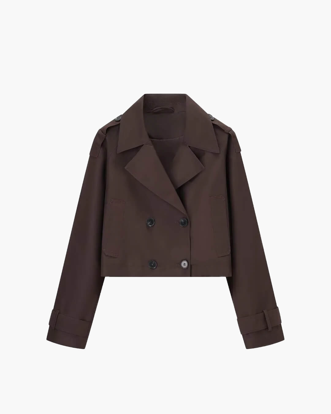 Elegante kurze Damenjacke mit Doppelknopf-Design und Taillengürtel - J&B - 7 - Annoboutique