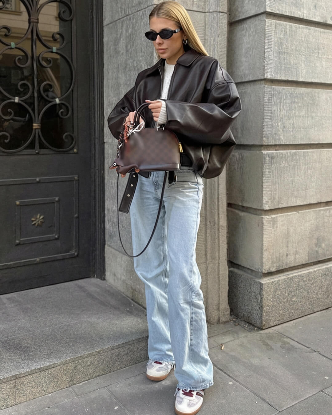 Damen Bomberjacke mit Gürtel und lässigem Oversized-Design - J&B - 5 - Annoboutique