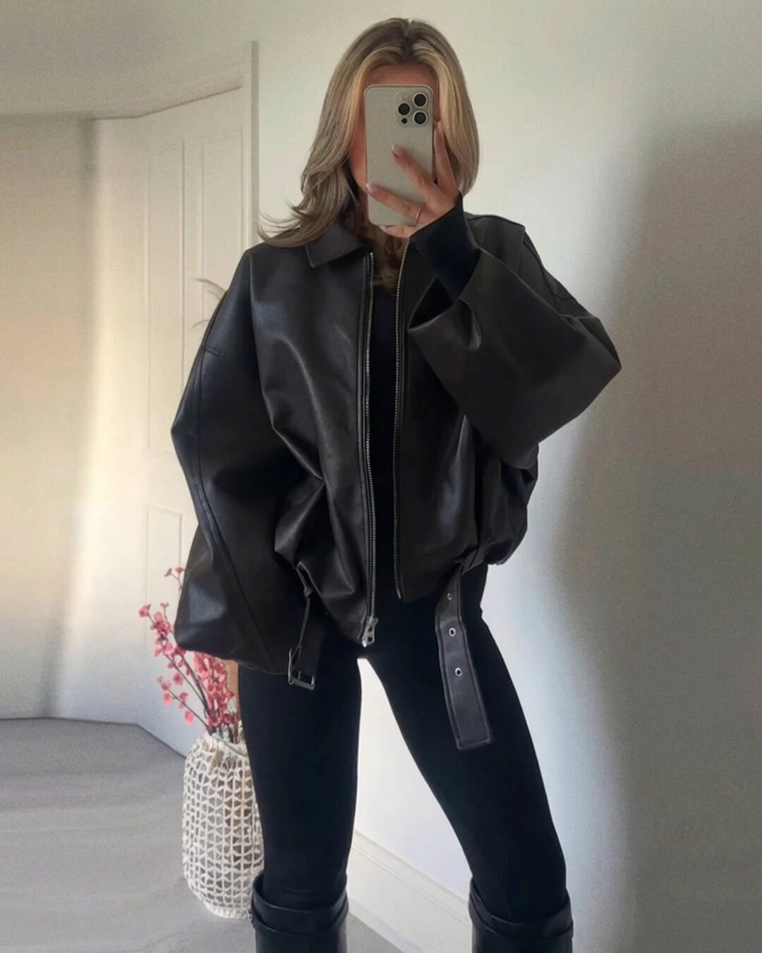 Damen Bomberjacke mit Gürtel und lässigem Oversized-Design - J&B - 12 - Annoboutique