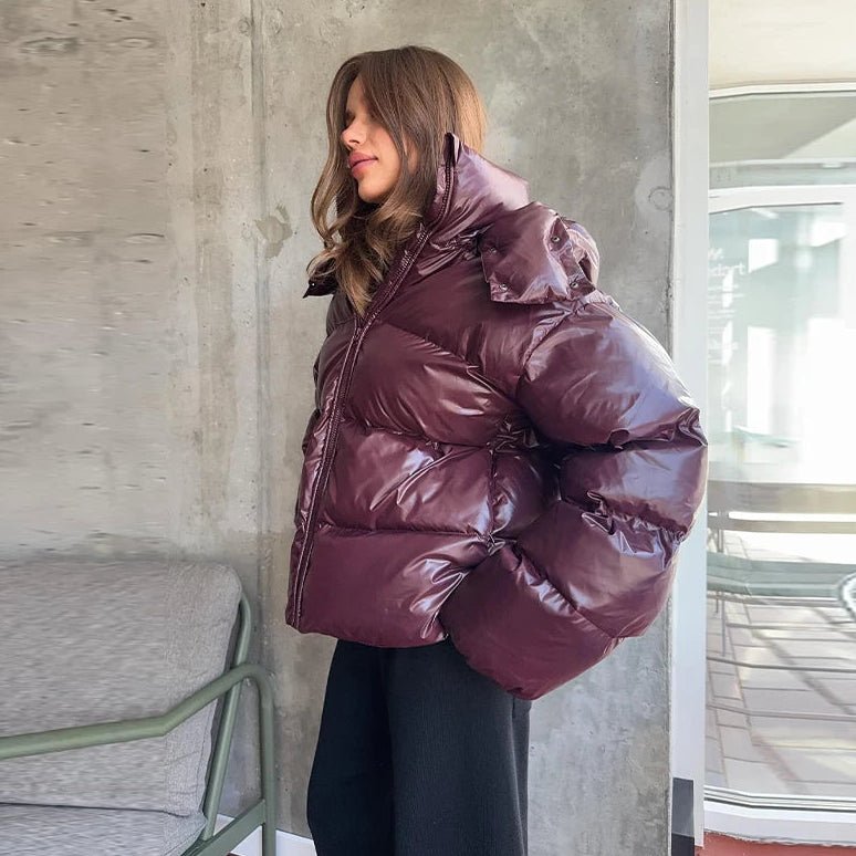 Modische Daunenjacke für Damen mit glänzendem Finish - J&B - 3 - Annoboutique