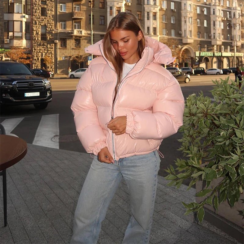 Modische Daunenjacke für Damen mit glänzendem Finish - J&B - 6 - Annoboutique