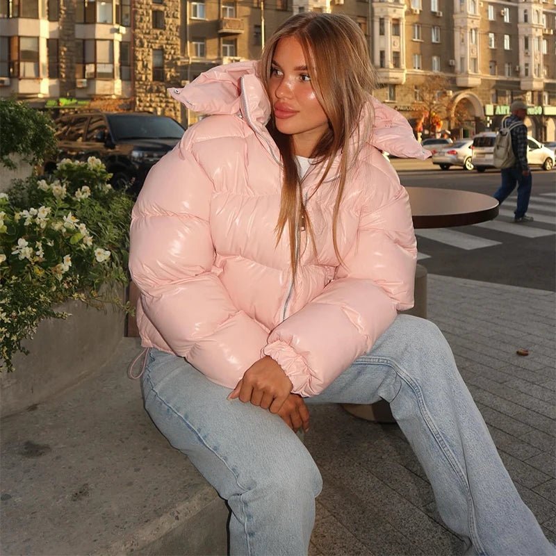 Modische Daunenjacke für Damen mit glänzendem Finish - J&B - 7 - Annoboutique