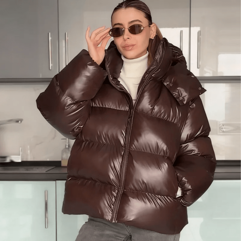 Modische Daunenjacke für Damen mit glänzendem Finish - J&B - 12 - Annoboutique