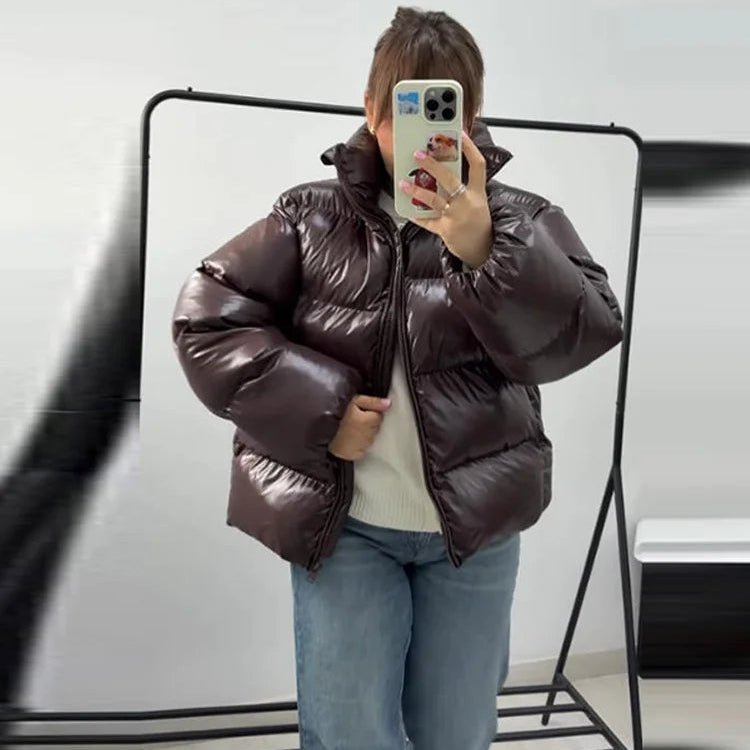 Modische Daunenjacke für Damen mit glänzendem Finish - J&B - 13 - Annoboutique