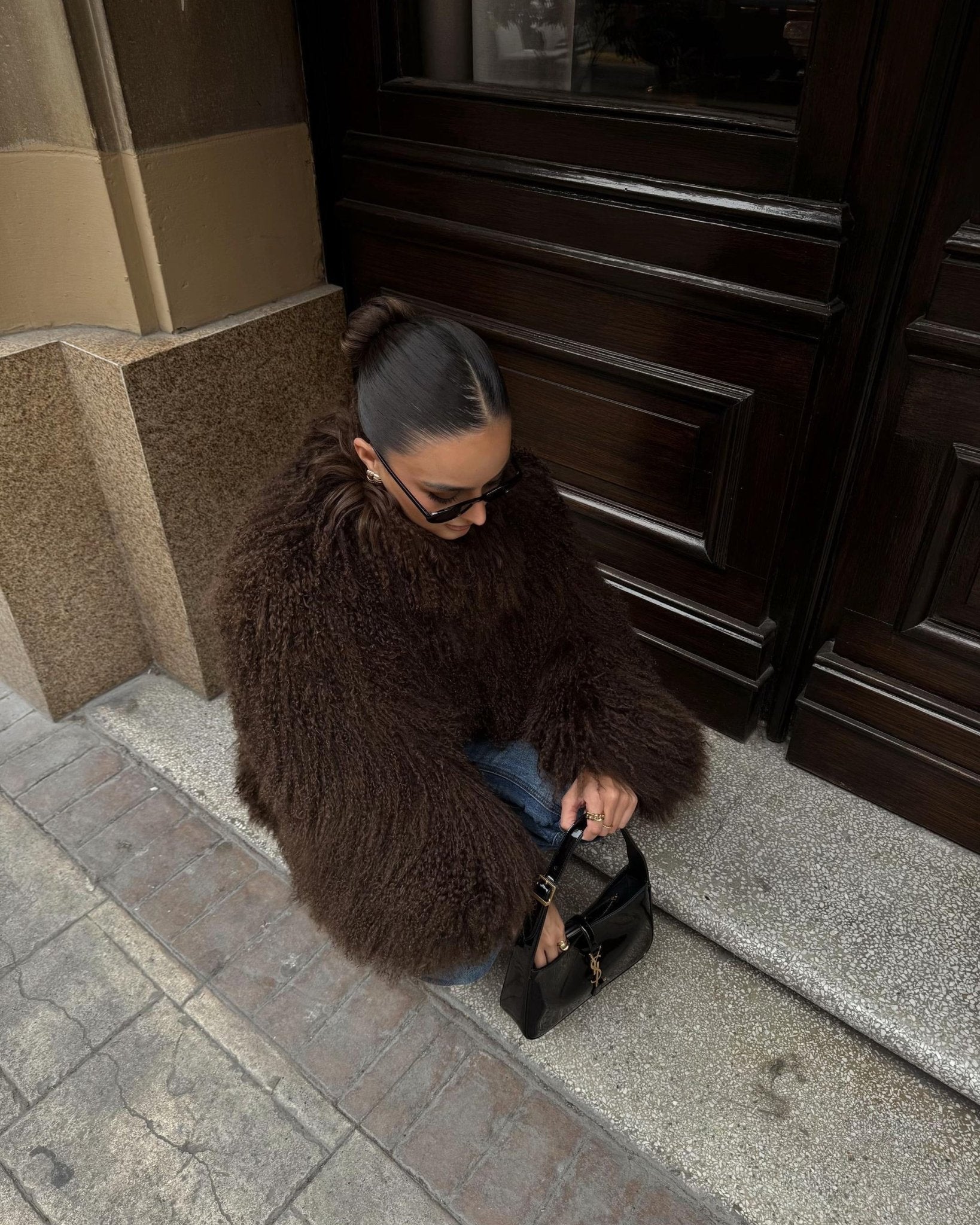 Oversize Damen Kunstfelljacke mit hohem Kragen - J&B - 7 - Annoboutique