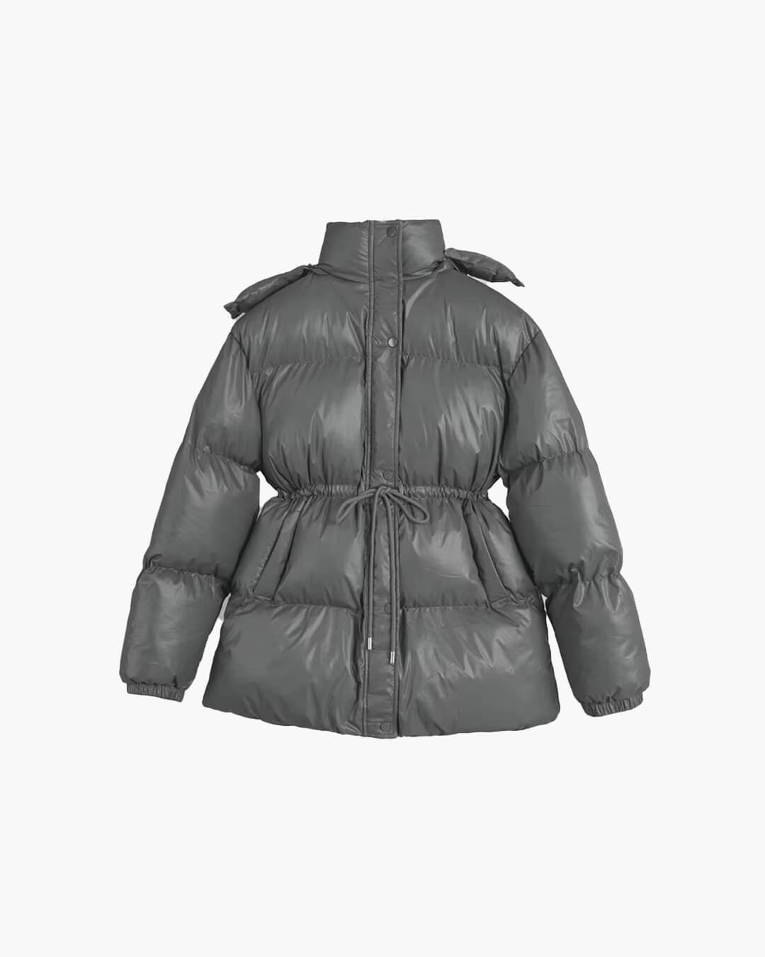 Modische Damen Daunenjacke mit Kordelzug und eleganter Longline-Form - J&B - 8 - Annoboutique