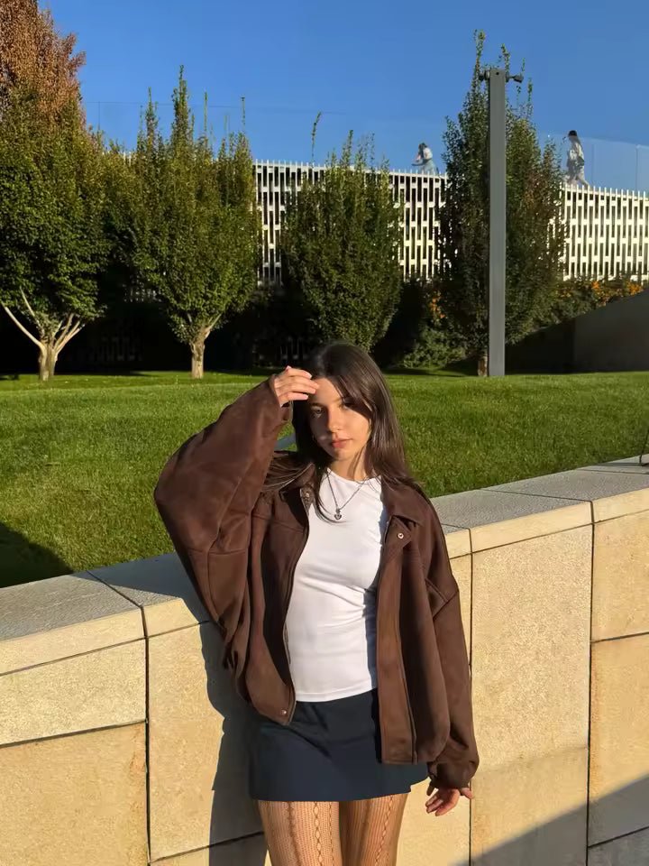 Damen Bomberjacke im lässigen Oversized-Stil mit praktischem Reißverschluss - J&B - 14 - Annoboutique