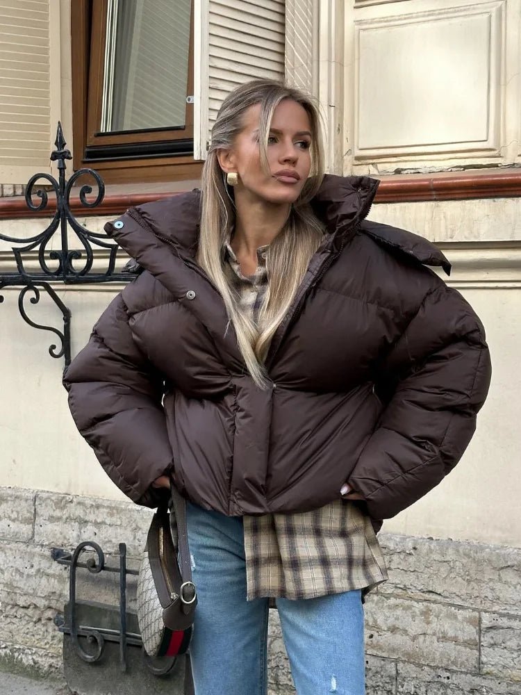 Stylische verkürzte Damen Pufferjacke mit Reißverschluss - J&B - 1 - Annoboutique