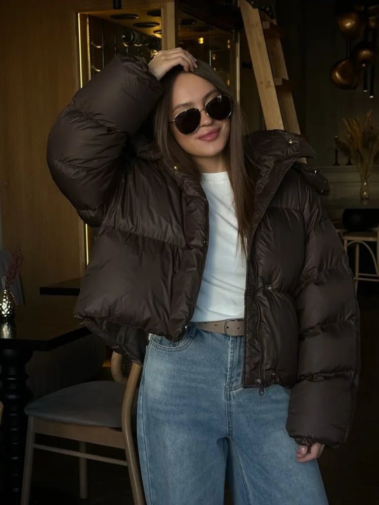 Stylische verkürzte Damen Pufferjacke mit Reißverschluss - J&B - 3 - Annoboutique