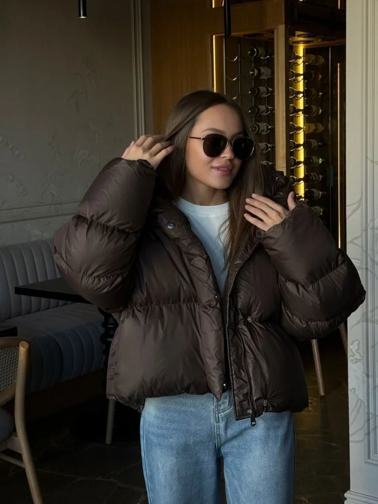 Stylische verkürzte Damen Pufferjacke mit Reißverschluss - J&B - 4 - Annoboutique