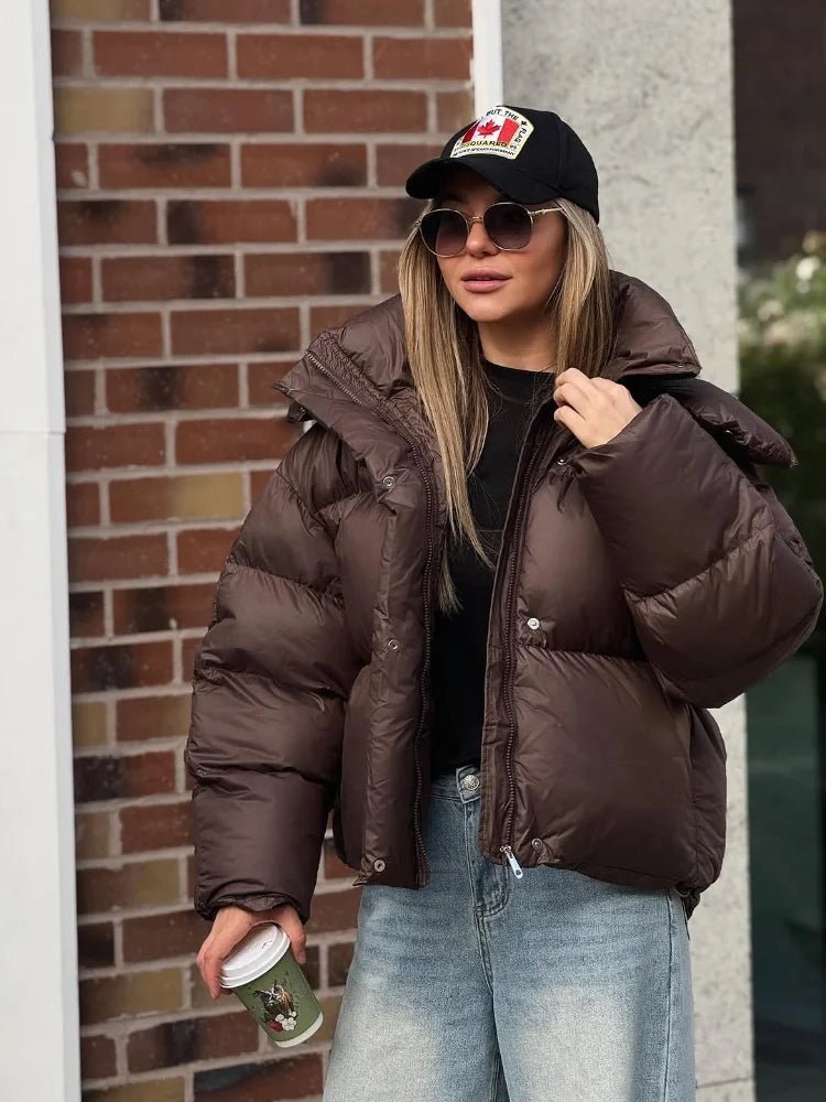 Stylische verkürzte Damen Pufferjacke mit Reißverschluss - J&B - 5 - Annoboutique