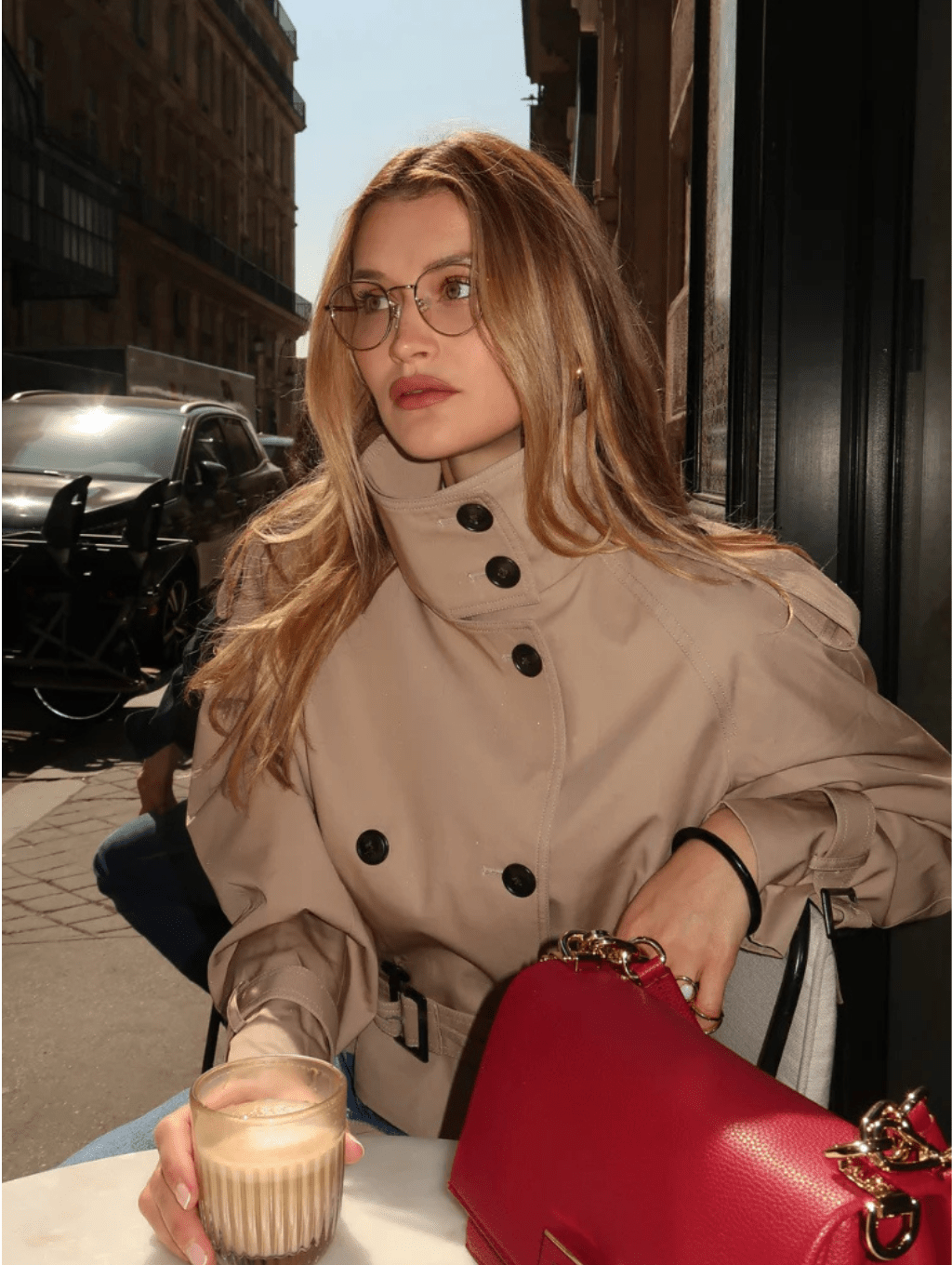 Stylische Kurzjacke für Damen mit doppelter Knopfreihe und Taillengürtel - J&B - 3 - Annoboutique
