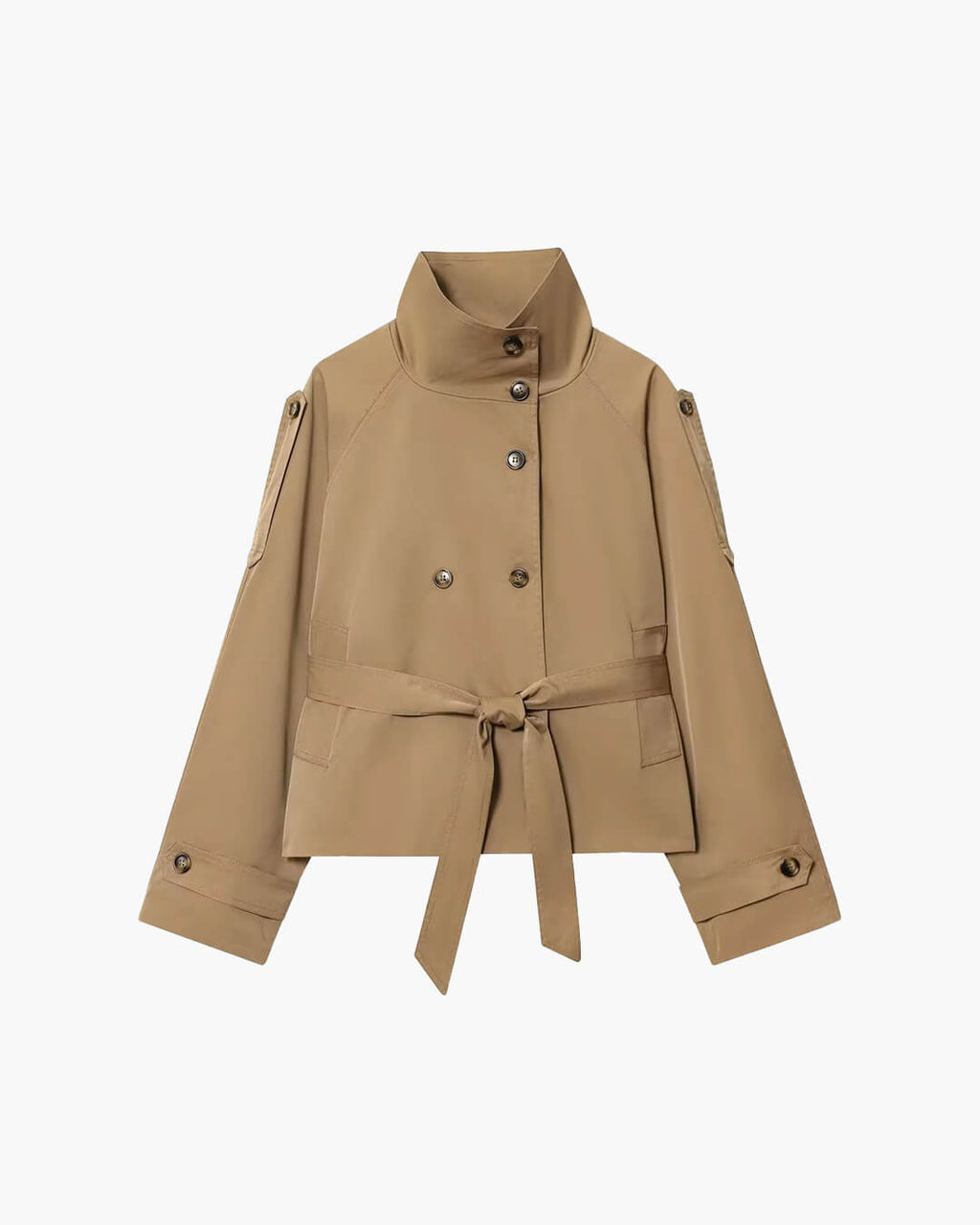 Stylische Kurzjacke für Damen mit doppelter Knopfreihe und Taillengürtel - J&B - 5 - Annoboutique