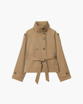Stylische Kurzjacke für Damen mit doppelter Knopfreihe und Taillengürtel - J&B - 5 - Annoboutique