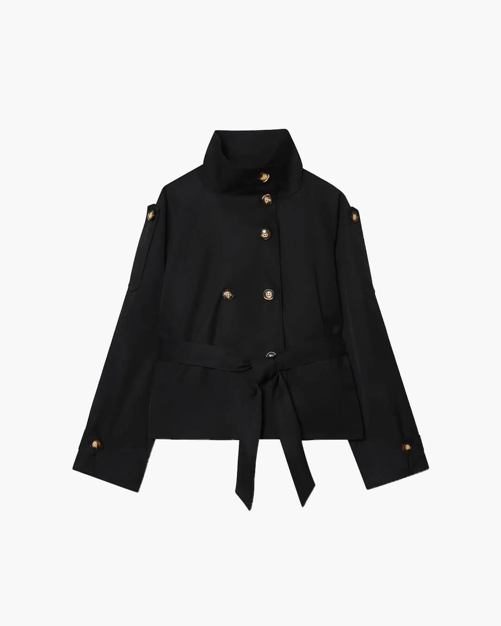 Stylische Kurzjacke für Damen mit doppelter Knopfreihe und Taillengürtel - J&B - 7 - Annoboutique