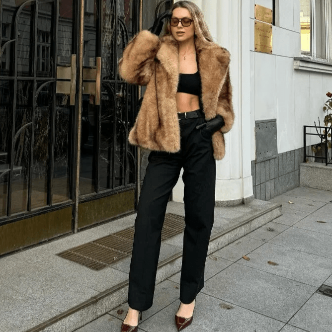 Damen Kunstfelljacke mit lässiger Silhouette und kuscheliger Textur - J&B - 2 - Annoboutique