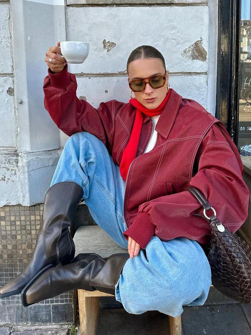 Damen Bomberjacke im Oversized-Stil mit Reißverschluss - J&B - 2 - Annoboutique