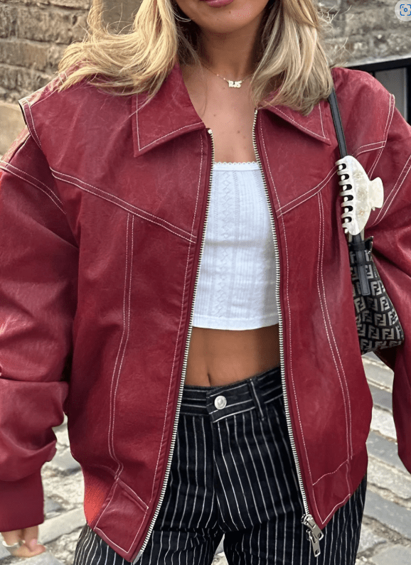 Damen Bomberjacke im Oversized-Stil mit Reißverschluss - J&B - 4 - Annoboutique