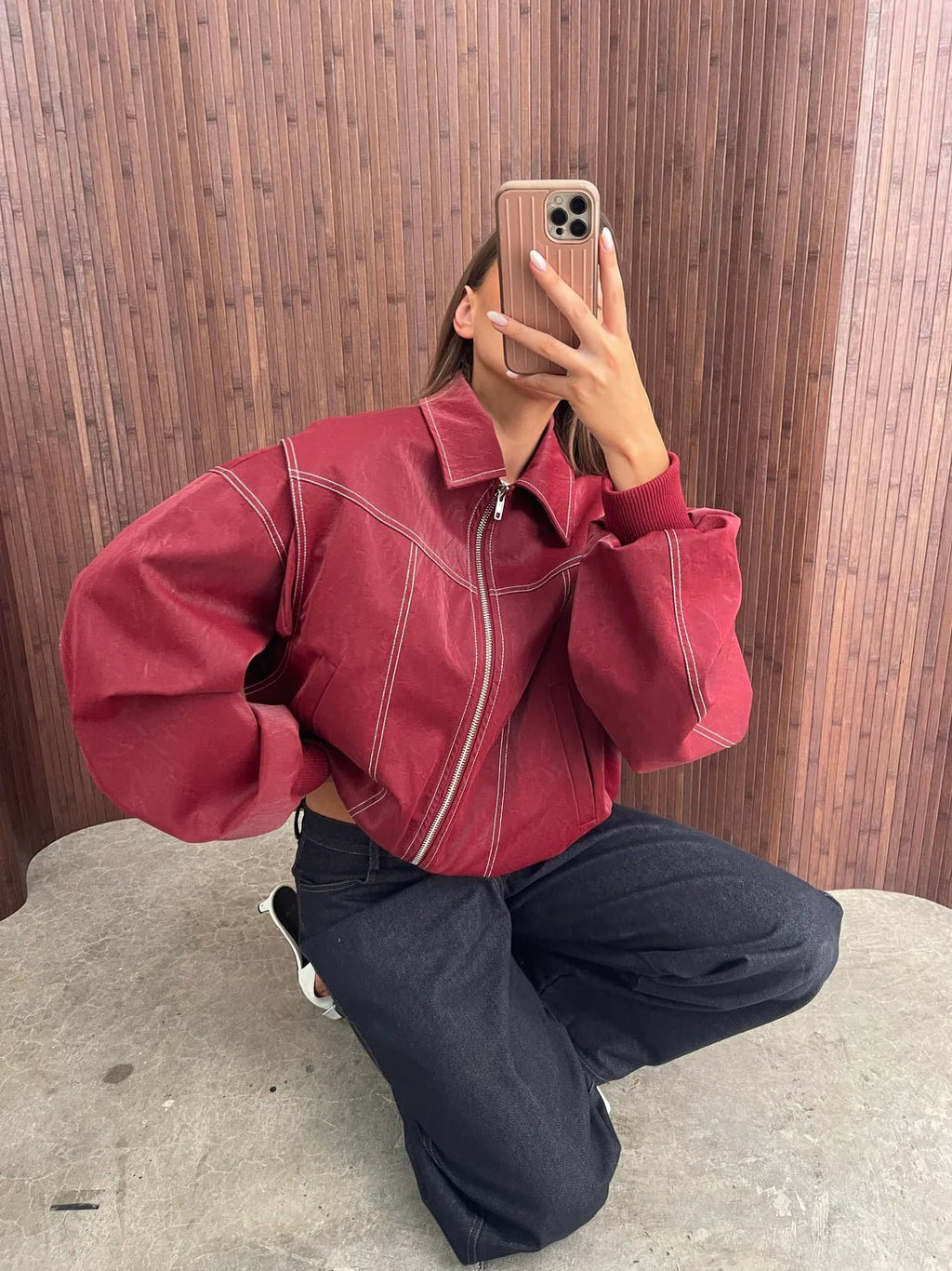 Damen Bomberjacke im Oversized-Stil mit Reißverschluss - J&B - 10 - Annoboutique
