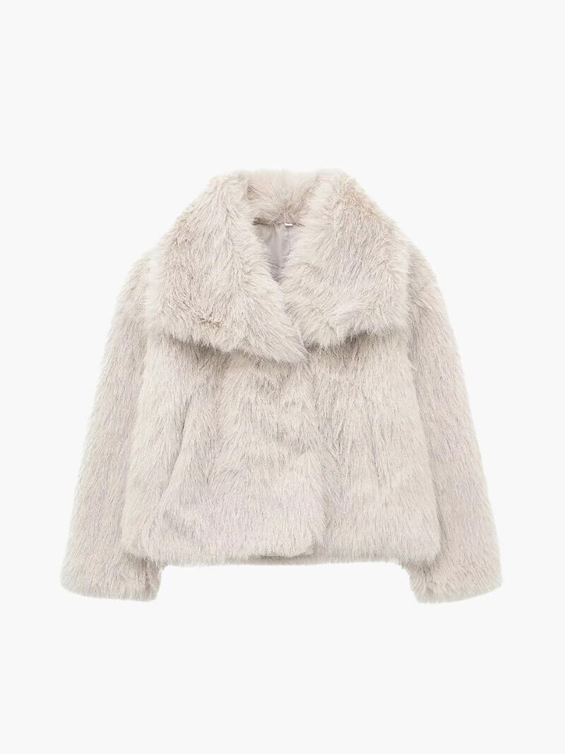 Damen Kunstfelljacke mit oversized Kragen und verkürztem Schnitt - J&B - 2 - Annoboutique