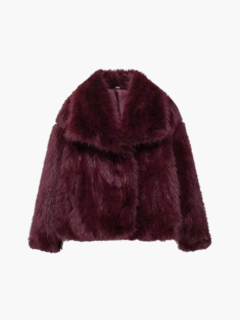 Damen Kunstfelljacke mit oversized Kragen und verkürztem Schnitt - J&B - 9 - Annoboutique