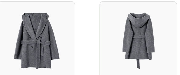 Stylische Damenjacke mit Kapuze und Taillengürtel - J&B - 8 - Annoboutique