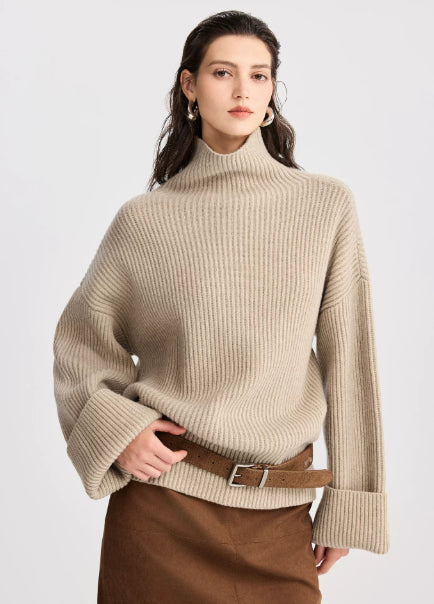 Lässiger Oversize-Pullover für Damen mit hohem Kragen - J&B - 2 - Annoboutique