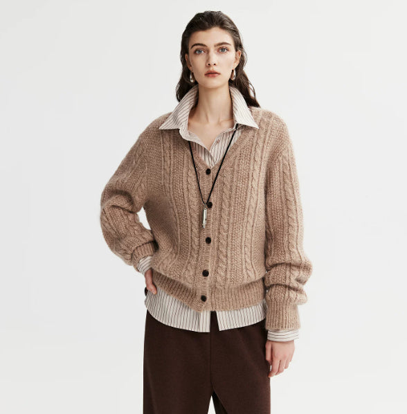 Damen Cardigan aus grobem Strick mit Knopfverschluss - J&B - 1 - Annoboutique