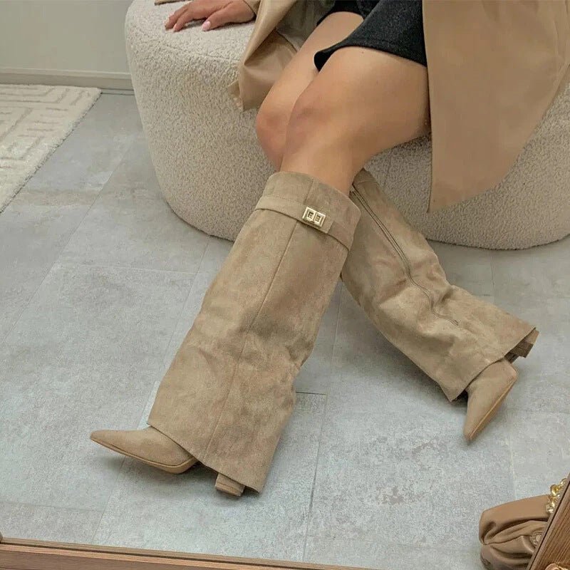 Elegante Damen Overknee-Stiefel mit modischem Blockabsatz - J&B - 2 - Annoboutique