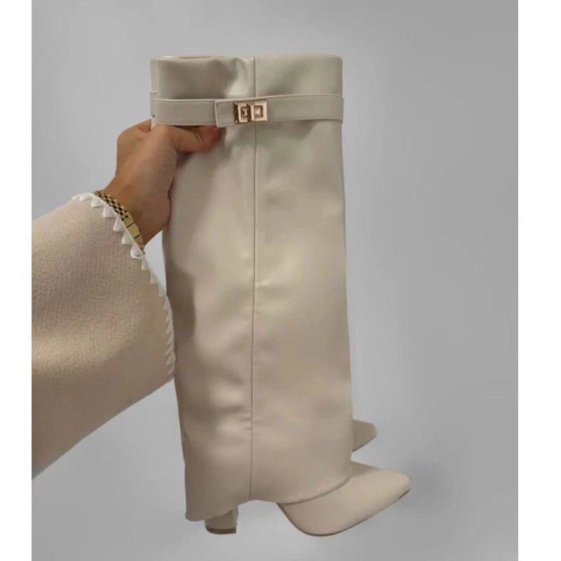 Elegante Damen Overknee-Stiefel mit modischem Blockabsatz - J&B - 7 - Annoboutique