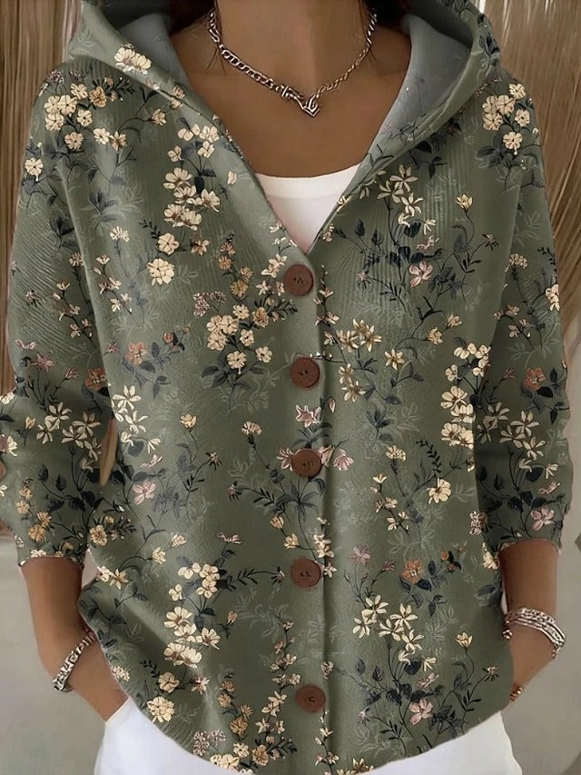 Damen Kapuzenstrickjacke mit Knöpfen und auffälligen Designs - J&B - 4 - Annoboutique