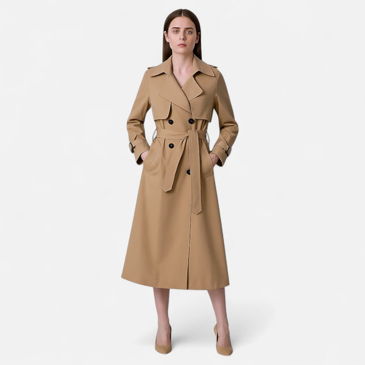 Eleganter Damen Trenchcoat mit doppelter Knopfleiste - J&B - 2 - Annoboutique