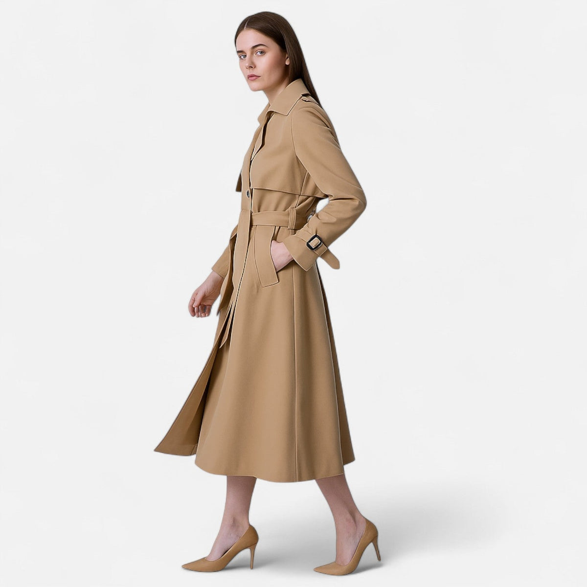 Eleganter Damen Trenchcoat mit doppelter Knopfleiste - J&B - 3 - Annoboutique