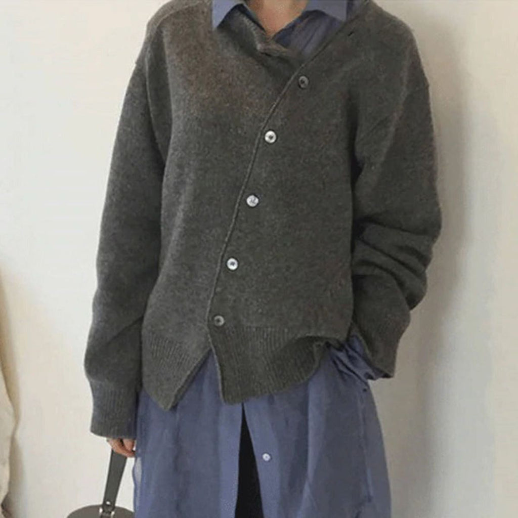 Modischer Damenpullover aus kuscheligem Strick mit Knopfdetails und lockerer Passform - J&B - 2 - Annoboutique