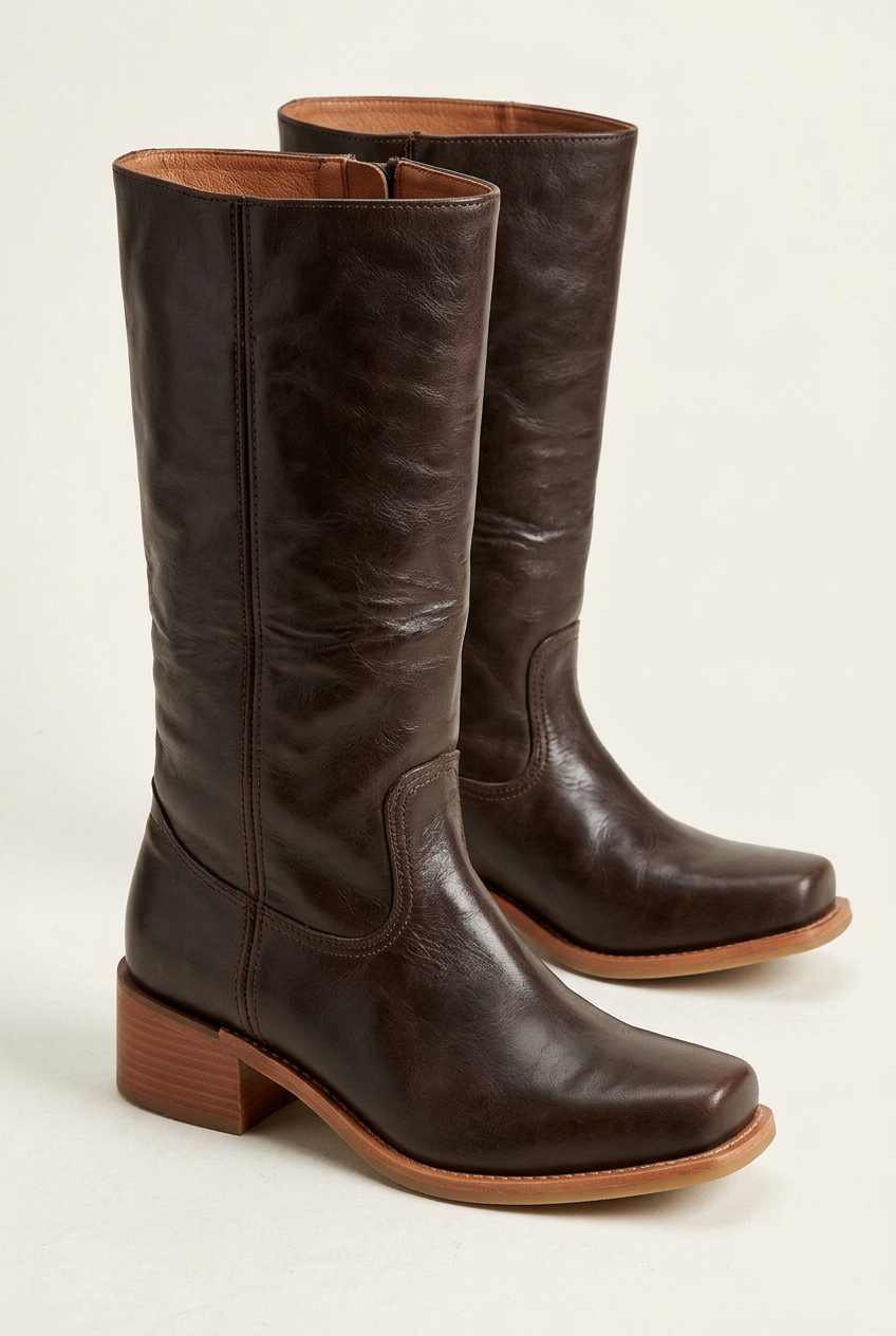 Damen Stiefel in Wadenhöhe – Stilvolles Design mit geschlossener Zehenpartie und stabilen Blockabsätzen - J&B - 18 - Annoboutique