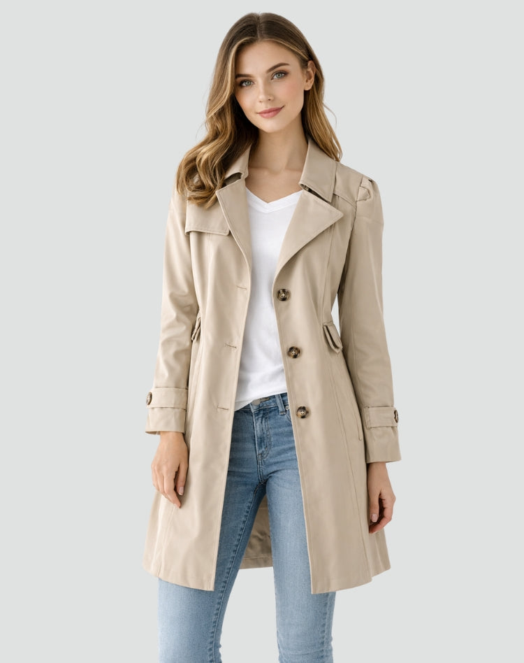 Eleganter Damen-Trenchcoat mit tailliertem Gürtel - J&B - 1 - Annoboutique