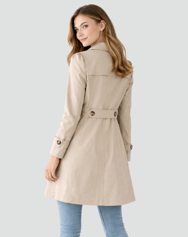 Eleganter Damen-Trenchcoat mit tailliertem Gürtel - J&B - 2 - Annoboutique