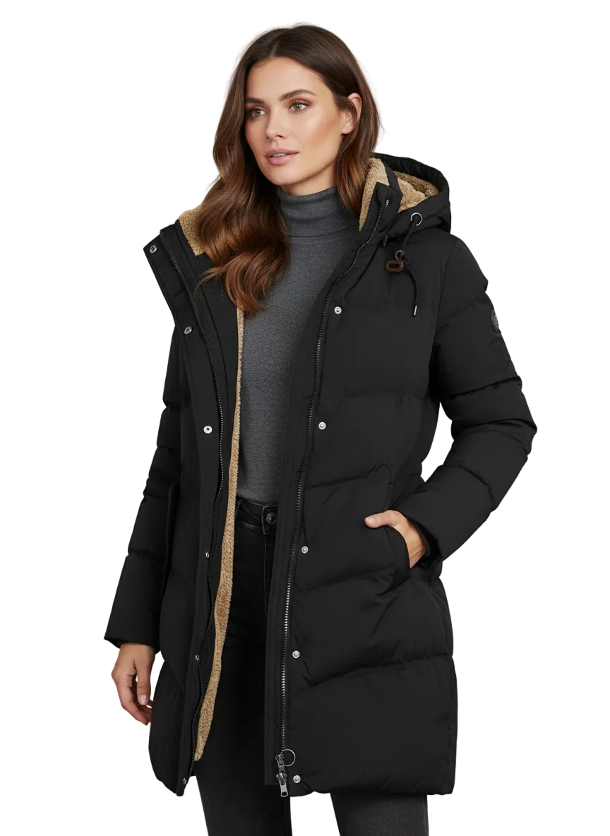 Damen Daunenmantel mit Kapuze und kuscheligem Innenfutter - J&B - 1 - Annoboutique