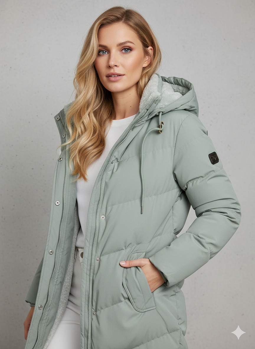 Damen Daunenmantel mit Kapuze und kuscheligem Innenfutter - J&B - 2 - Annoboutique