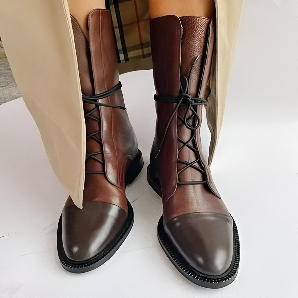 Elegante Damenschnürstiefeletten mit glänzender Zehenkappe - J&B - 3 - Annoboutique