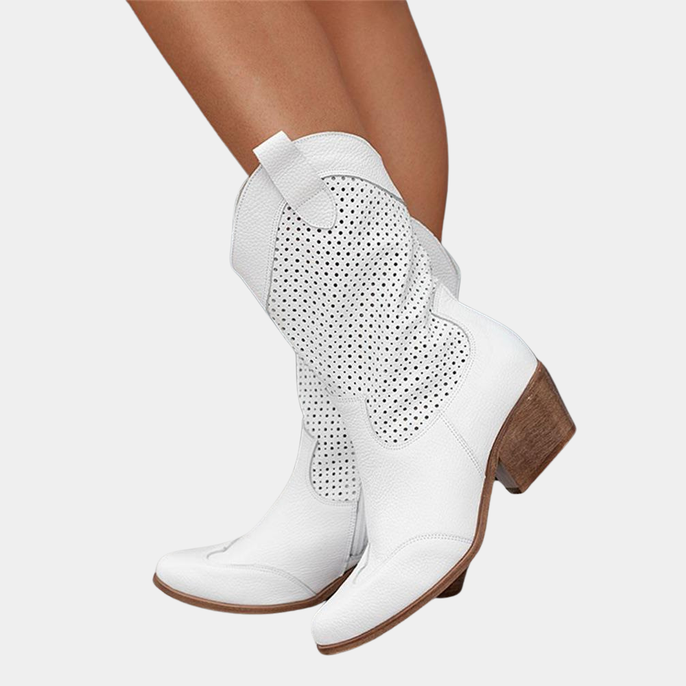 Damen Cowboystiefel mit atmungsaktivem Design und stabilem Blockabsatz - J&B - 1 - Annoboutique