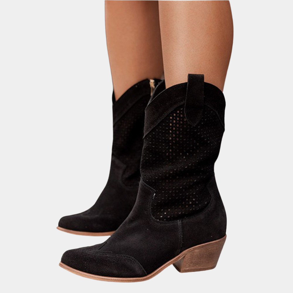 Damen Cowboystiefel mit atmungsaktivem Design und stabilem Blockabsatz - J&B - 3 - Annoboutique