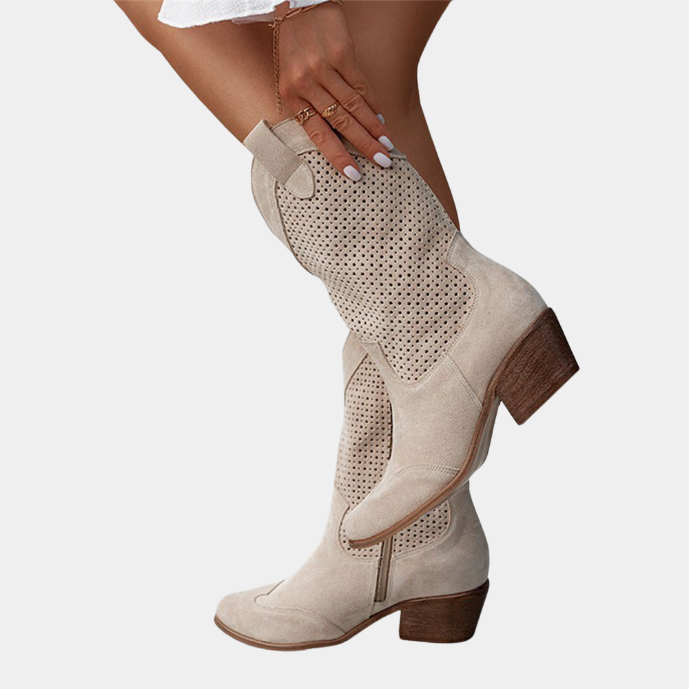 Damen Cowboystiefel mit atmungsaktivem Design und stabilem Blockabsatz - J&B - 5 - Annoboutique